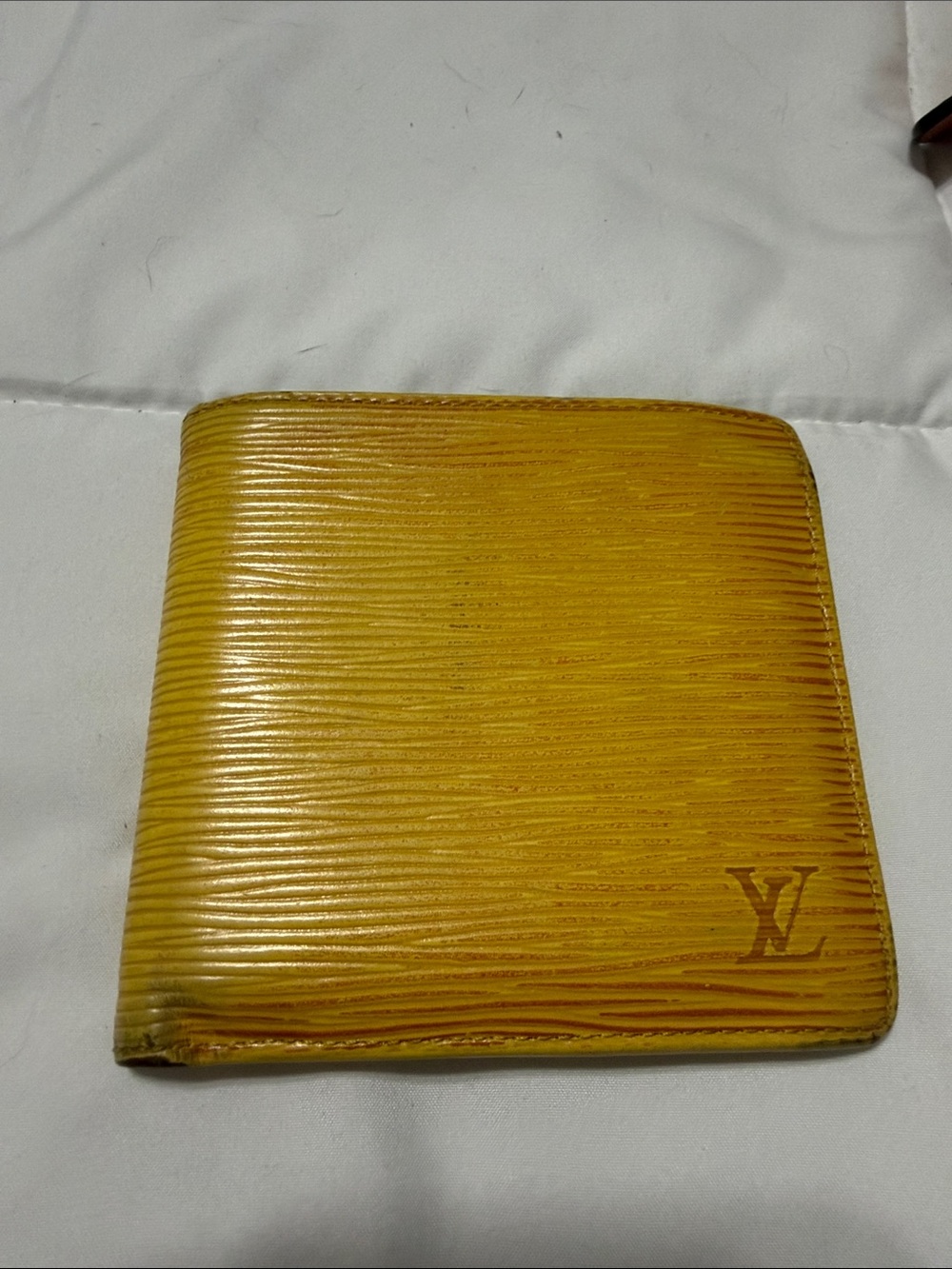 Louis Vuitton Yellow Epi Leather Bi-Fold Wallet with LV Monogram